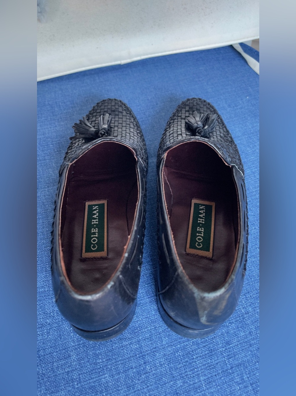 Cole Haan Black Woven Tassel Moccasins